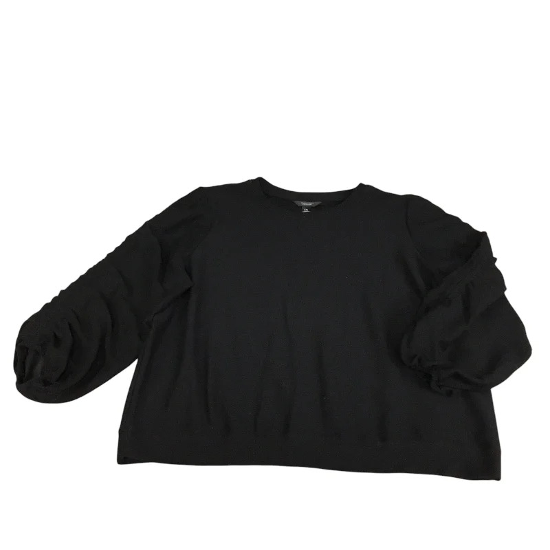 Stretch Design Top Long Sleeve By Simply Vera In Black, Size: Xxl