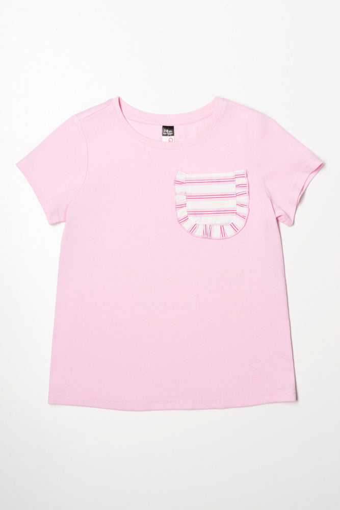 Exquisite Fabrics Pocket T-Shirt Light Pink