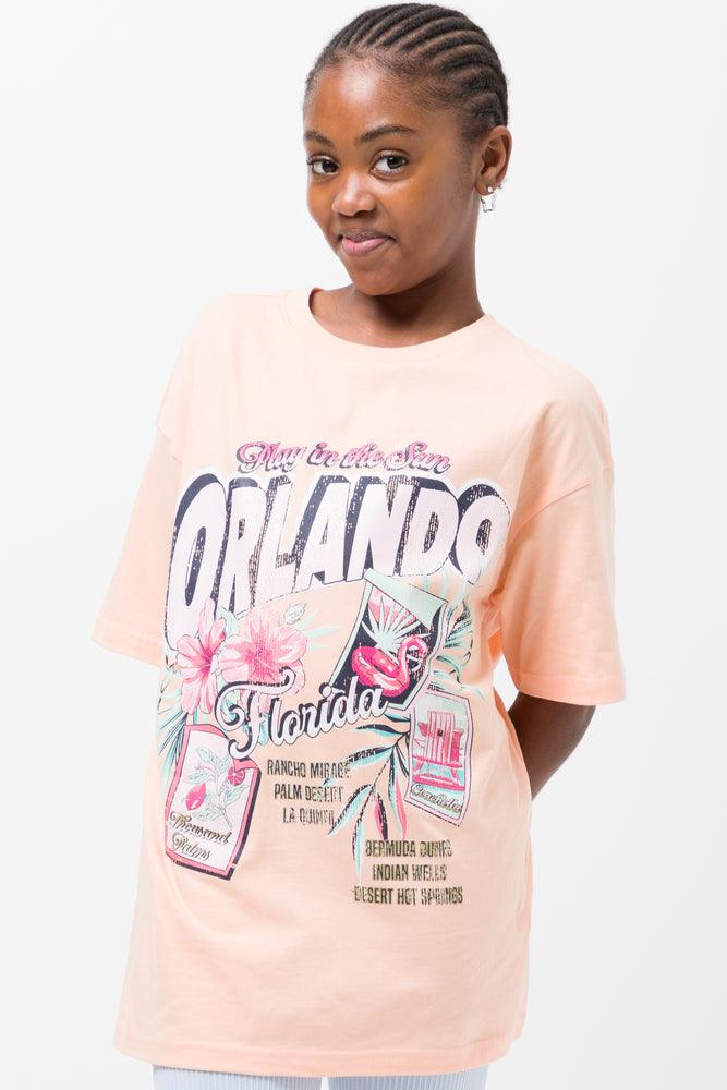 Personalized Wear Oversized Short Sleeve T-Shirt Peach