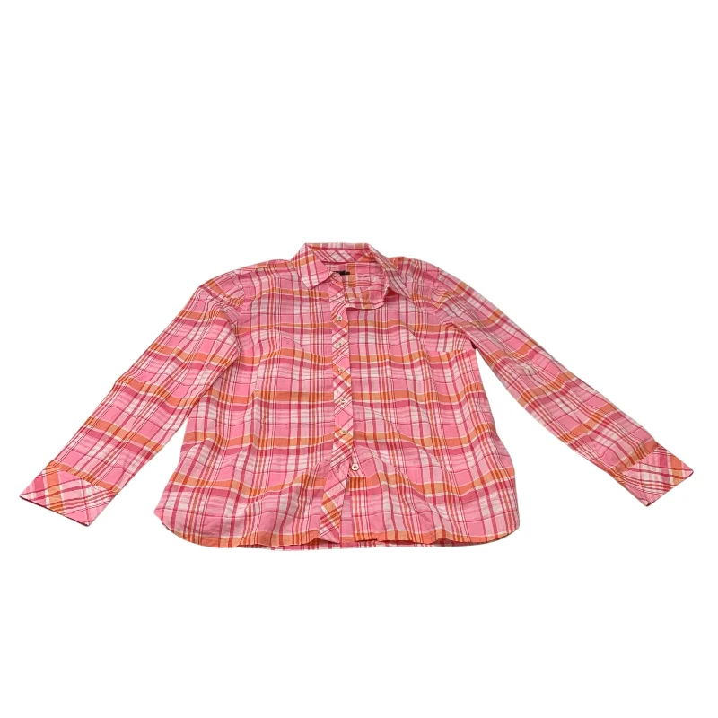 Casual And Versatile Top Long Sleeve By Talbots In Plaid Pattern, Size: Mp