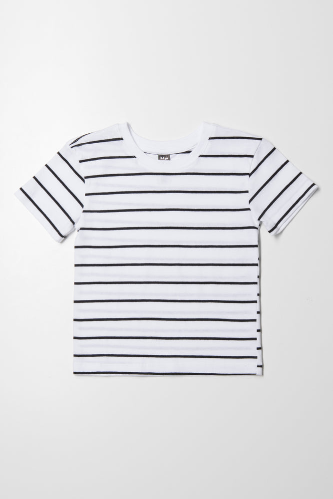 Design And Tailoring Stripe Short Sleeve T-Shirt Black And White
