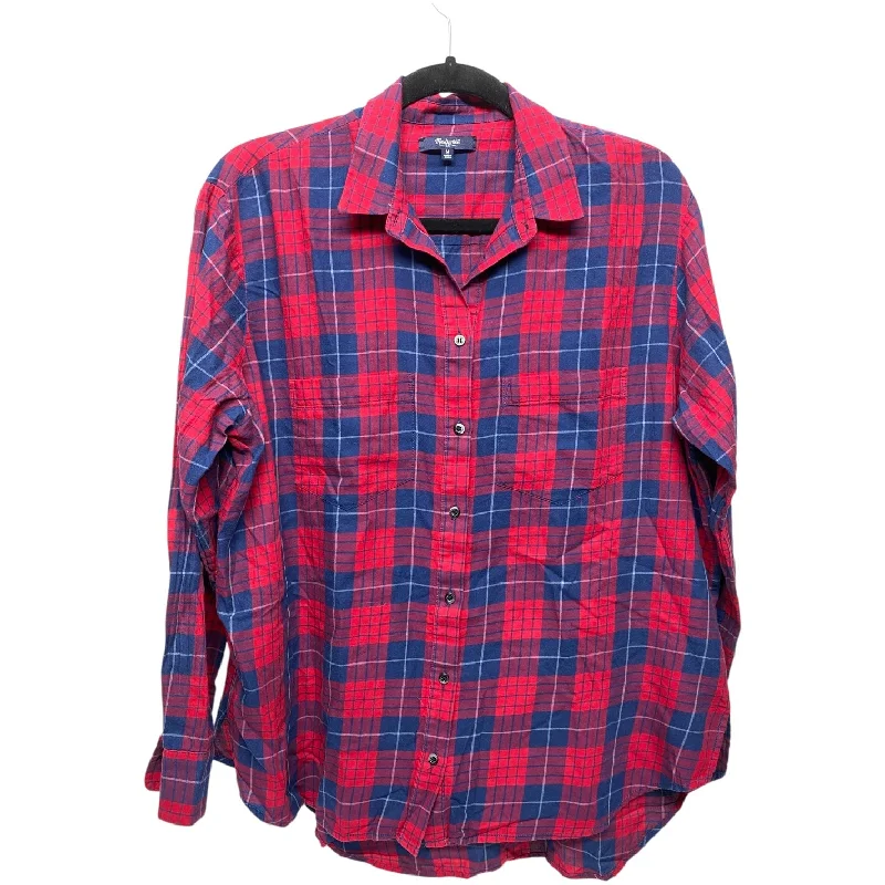 Warm And Comfortable Top Long Sleeve By Madewell In Blue & Red, Size: M