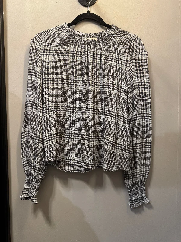 Casual Chic Outfits Top Long Sleeve By Cloth & Stone In Black & White, Size: Xs
