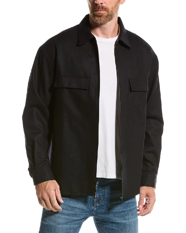 Trendy Wear FRAME Denim Modern Flannel Zip Wool-Blend Shirt