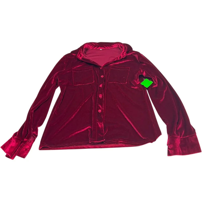 Layered Comfort Top Long Sleeve By Clothes Mentor In Red, Size: L