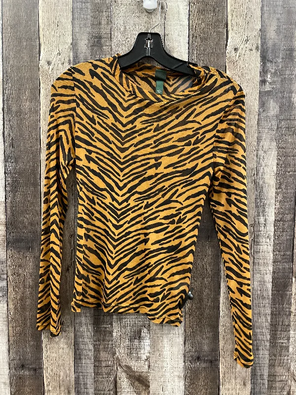 Casual Elegance Top Long Sleeve By Wild Fable In Animal Print, Size: Xs