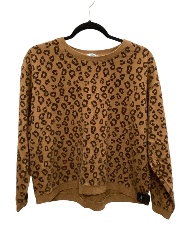 Smart Comfort Wear Top Long Sleeve Basic By Time And Tru In Leopard Print, Size: S