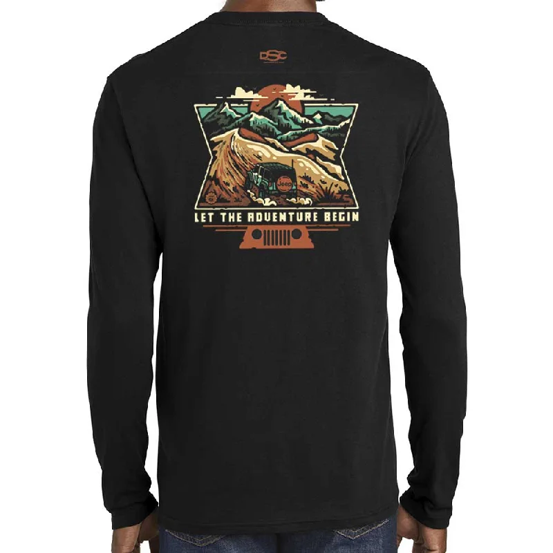 Comfortable Series Mens Long Sleeve Jeep® Dunes T-Shirt - Black