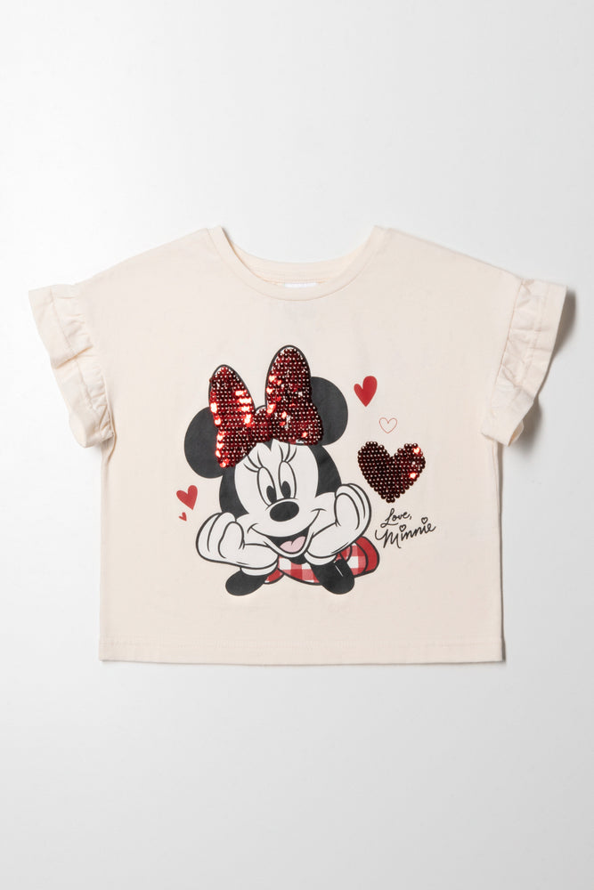 Cozy Essentials Wear Minnie Mouse 3D Frill Top Off White
