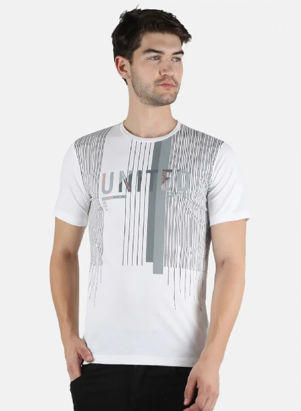 Warm Chic Men White Printed T-Shirt