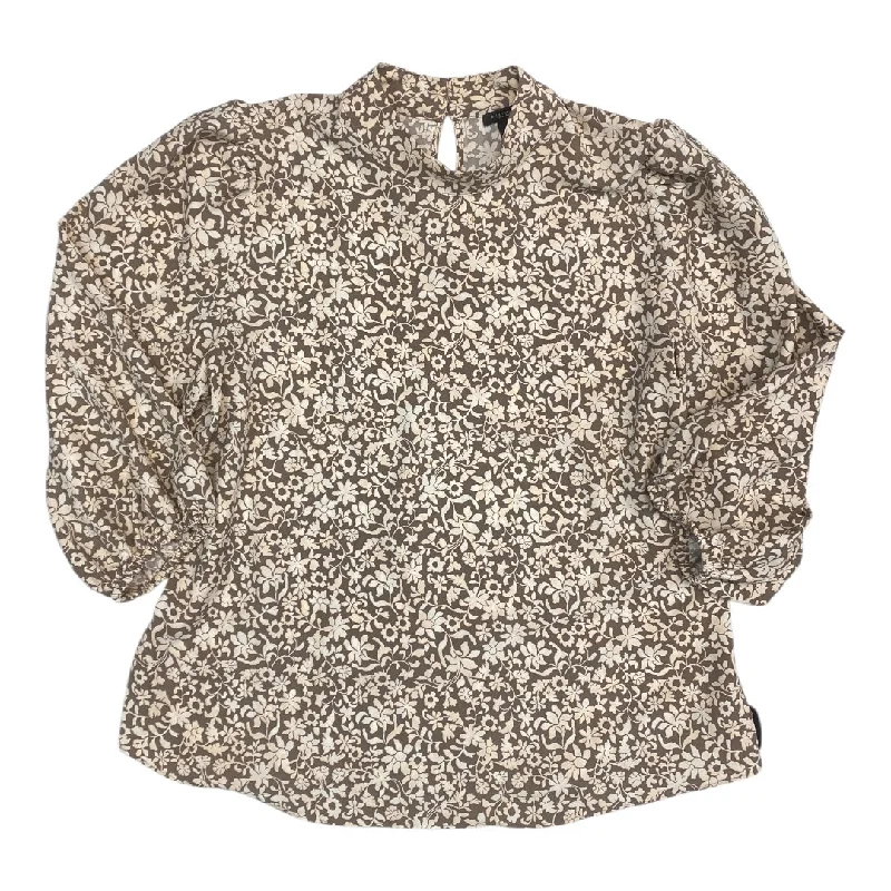 High-quality Styles Top Long Sleeve By Ann Taylor In Brown & Cream, Size: L