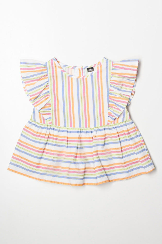 Classic Retro Peplum Frill Top Multi