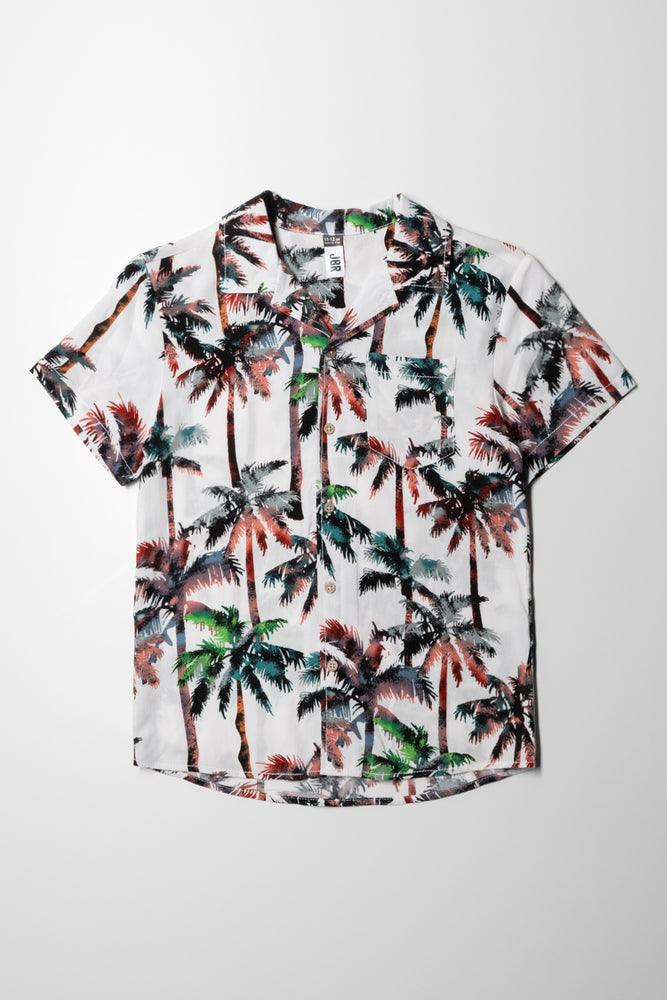 Fashion Touch Palm Tree Short Sleeve Shirt White