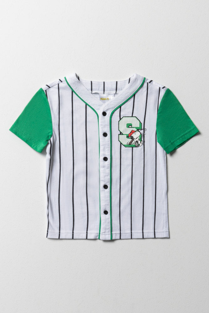 Comfortable Lifestyle Snoopy Baseball T-Shirt White And Green
