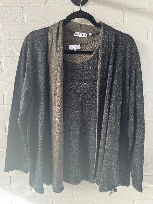 Breezy Style Top 2pc Long Sleeve By Habitat In Green & Grey, Size: M