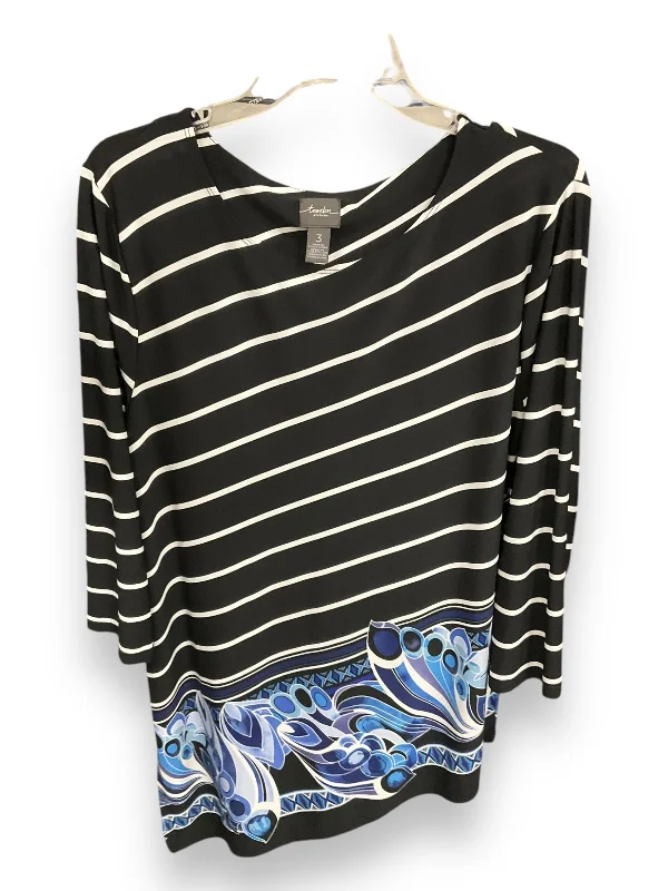 Comfortable Looks Tunic 3/4 Sleeve By Chicos In Striped Pattern, Size: Xl