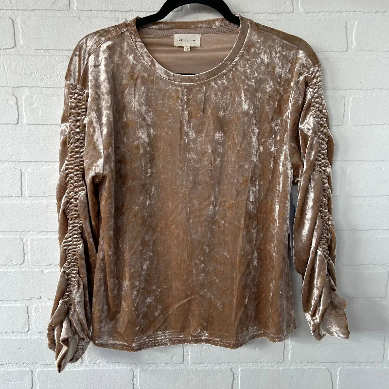 Comfortable Fashion Top Long Sleeve By Melloday In Tan, Size: M