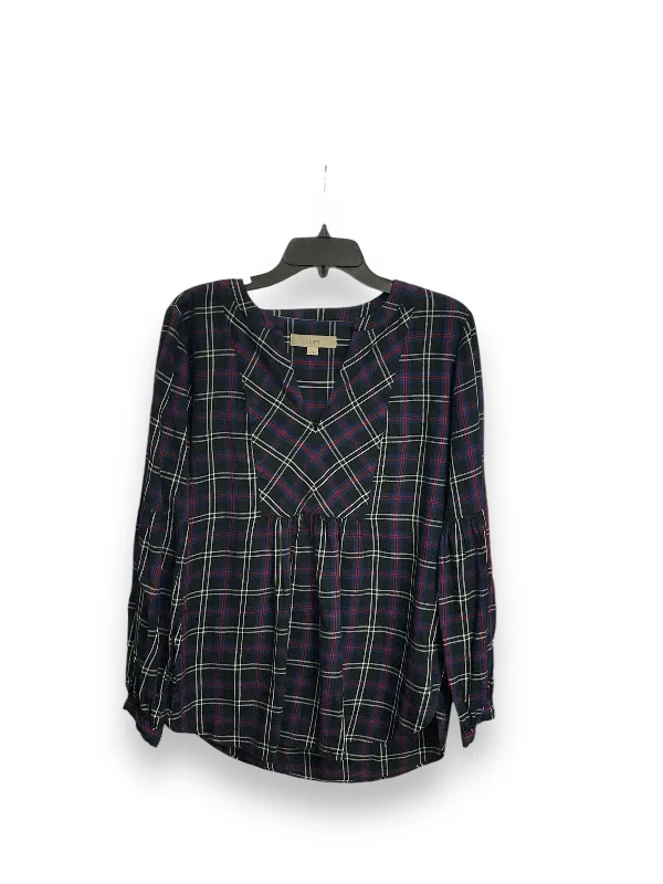 Beautiful Romance Top Long Sleeve By Loft In Plaid, Size: M