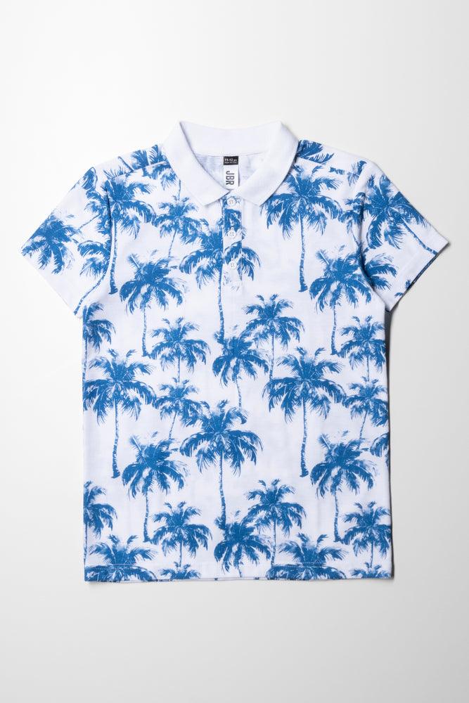 Cool Summer Short Sleeve Golfer White & Blue