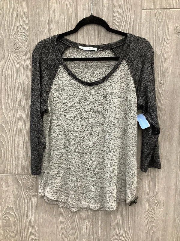 Simple Chic Top Long Sleeve By Maurices In Black & Grey, Size: L