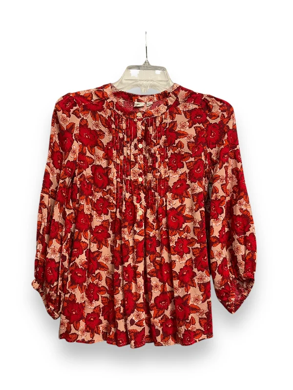 French Retro Top Long Sleeve By Gap In Floral Print, Size: S