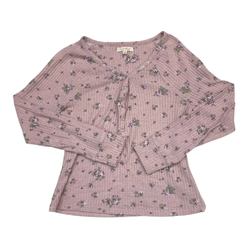 Casual Comfort Wear Top Long Sleeve By Ultra Flirt In Multi-colored, Size: L