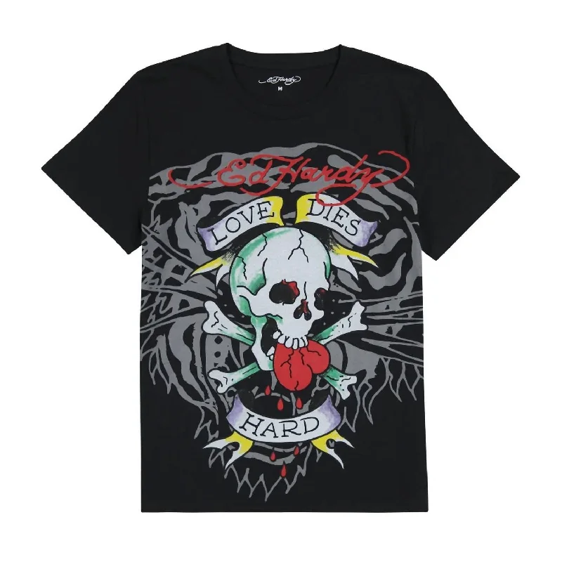 Fashionable Inner Wear Men's Love Skull T-Shirt In Faded Black