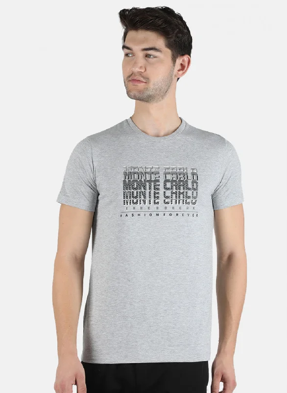 Soft Tops Men Grey Printed T-Shirt
