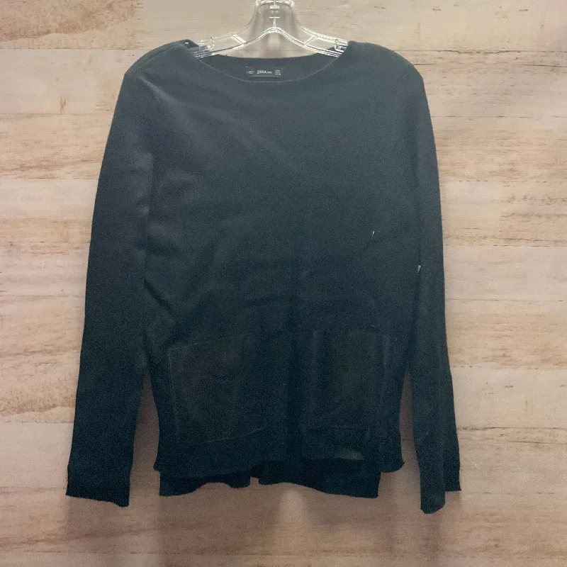 Soft Feel Top Long Sleeve By Zara In Black, Size: M