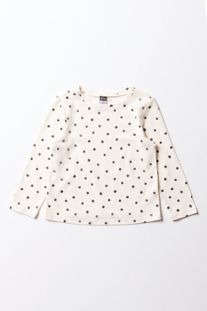 Simple Style Spot Long Sleeve T-Shirt White