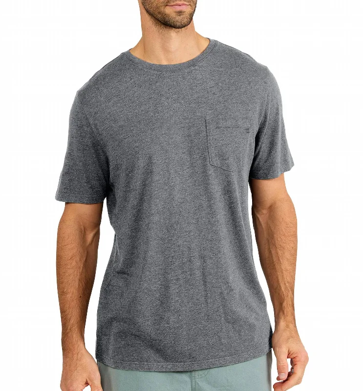 Spring Fashion Men's Bamboo Heritage Pocket Tee Top In Light Heather Grey