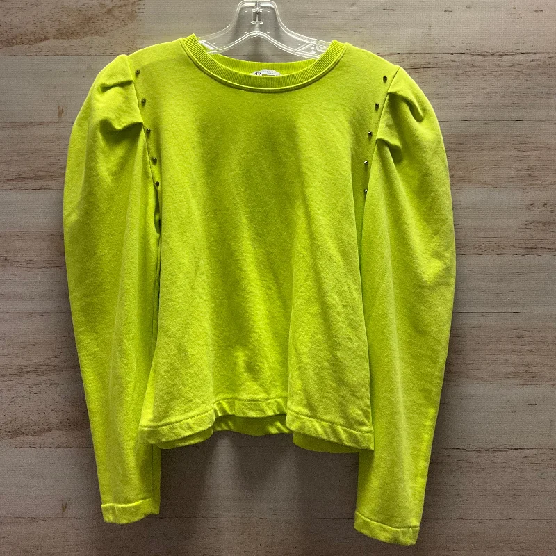 Comfortable Fashion Looks Top Long Sleeve By Zara In Green, Size: S