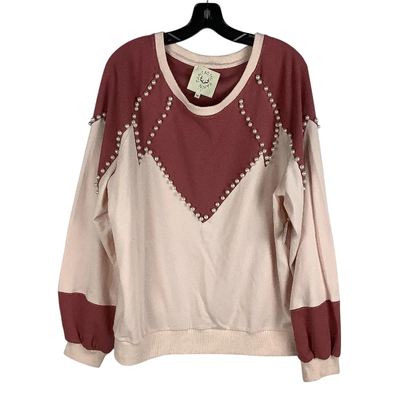 French Style Top Long Sleeve By Fantastic Fawn In Pink, Size: L