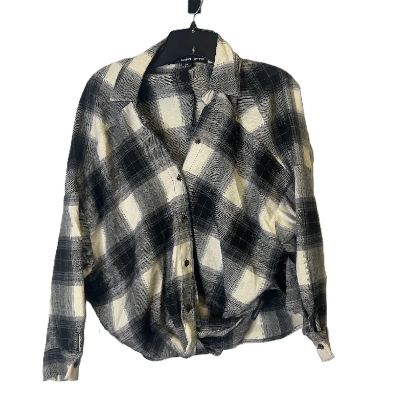 Sporty Wear Top Long Sleeve By Hyfve In Black & Cream, Size: M