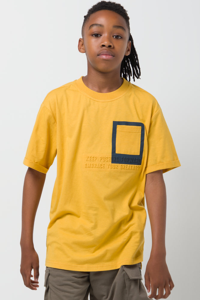 Tropical Style Pocket Style T-Shirt Yellow
