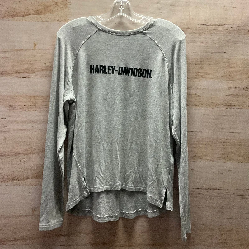 Relaxed Fashion Top Long Sleeve By Harley Davidson In Grey, Size: L