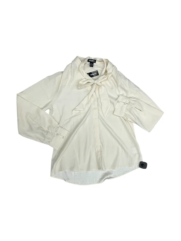 Breathable Design Top Long Sleeve By Express In Cream, Size: L