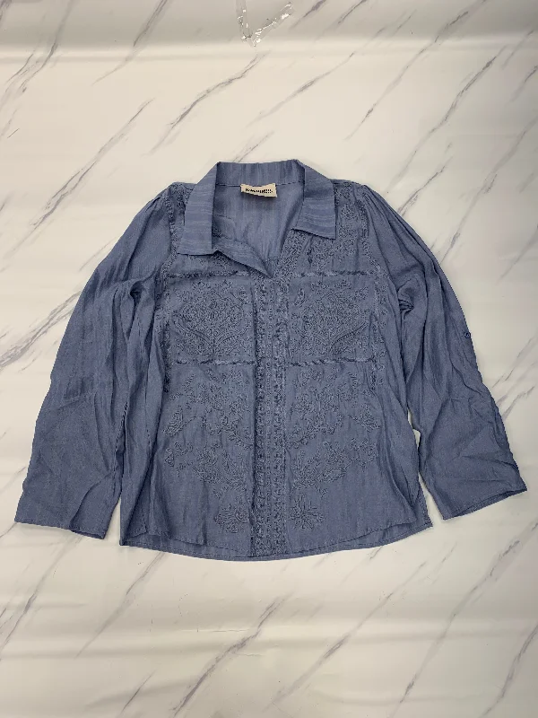 Elegant Wear Top Long Sleeve By Savanna Jane In Blue, Size: L