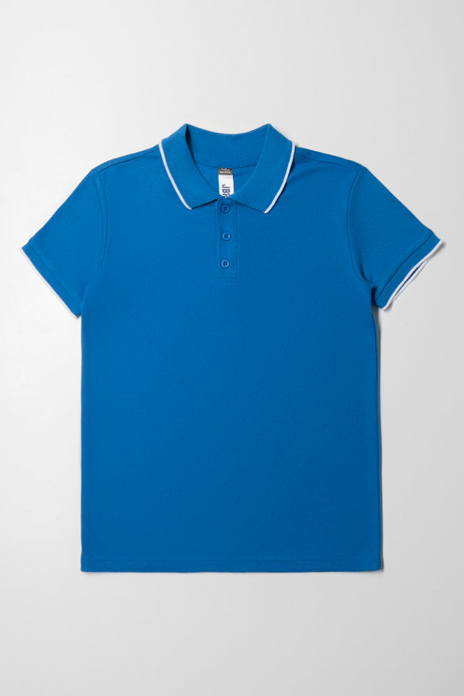 Exquisite Embroidery Short Sleeve Golfer Blue