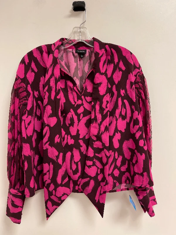Fashionable In The Times Top Long Sleeve By Who What Wear In Pink, Size: S