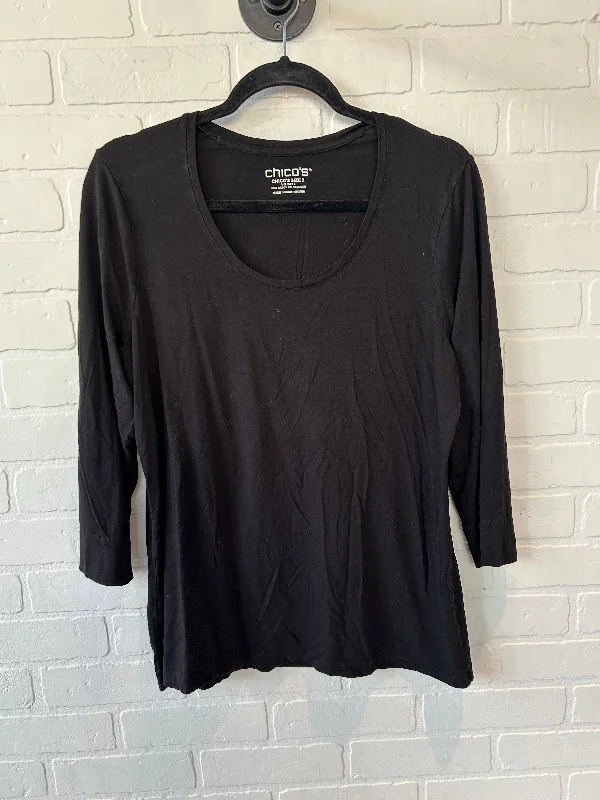 Ultra-lightweight Top Long Sleeve Basic By Chicos In Black, Size: L