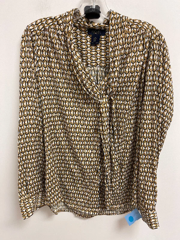 Printed Patterns Top Long Sleeve By Rachel Roy In Black & Yellow, Size: M