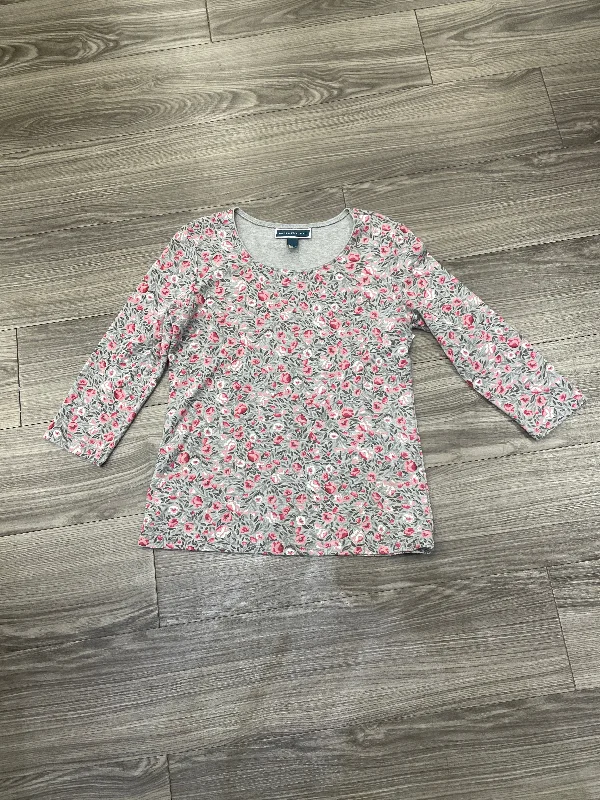 Easy Fashion Top Long Sleeve By Karen Scott In Floral Print, Size: S