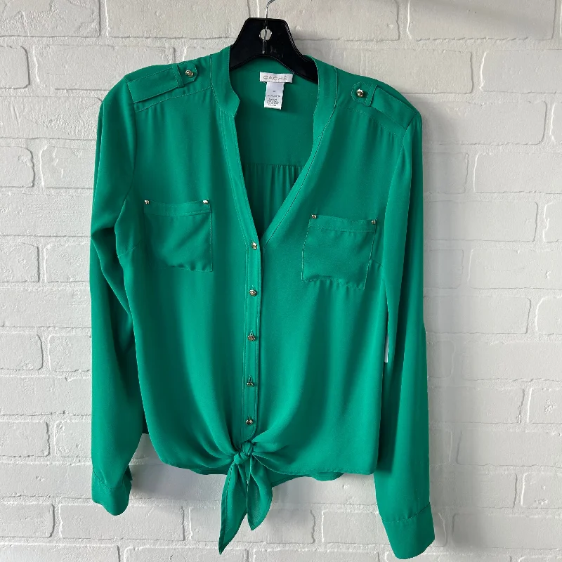 Urban Style Top Long Sleeve By Cache In Green, Size: Xs