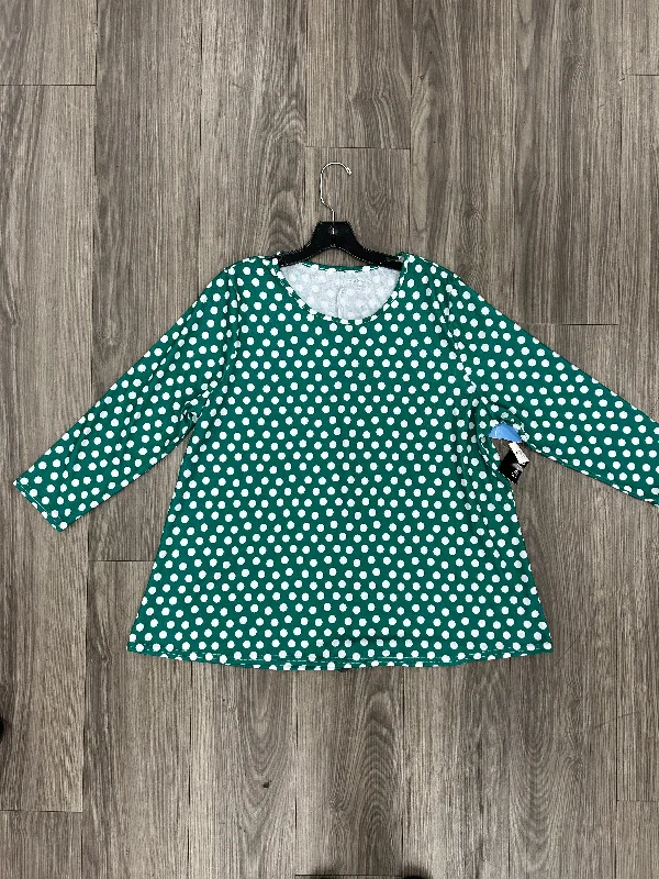 Soft Looks Top 3/4 Sleeve By Kim Rogers In Polkadot Pattern, Size: Xl