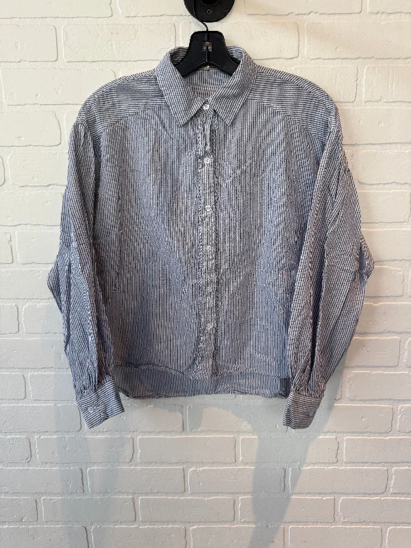 Elegant Style Top Long Sleeve By Love Notes In Blue & White, Size: S