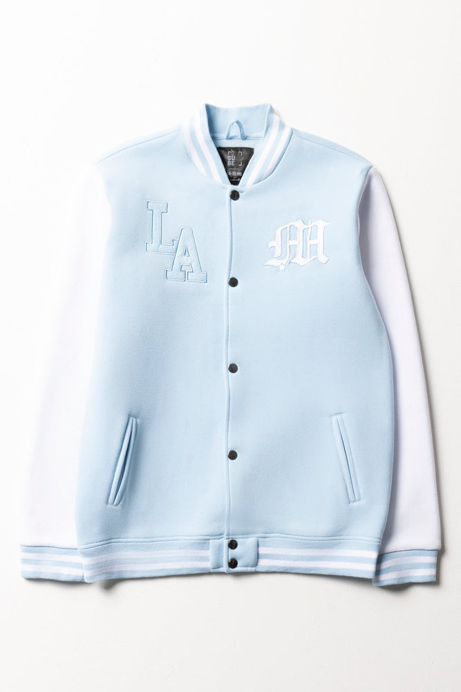 Elegant And Lazy Baseball Jacket Light Blue