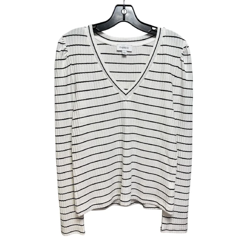 Lively And Youthful Top Long Sleeve By Evereve In Striped Pattern, Size: L