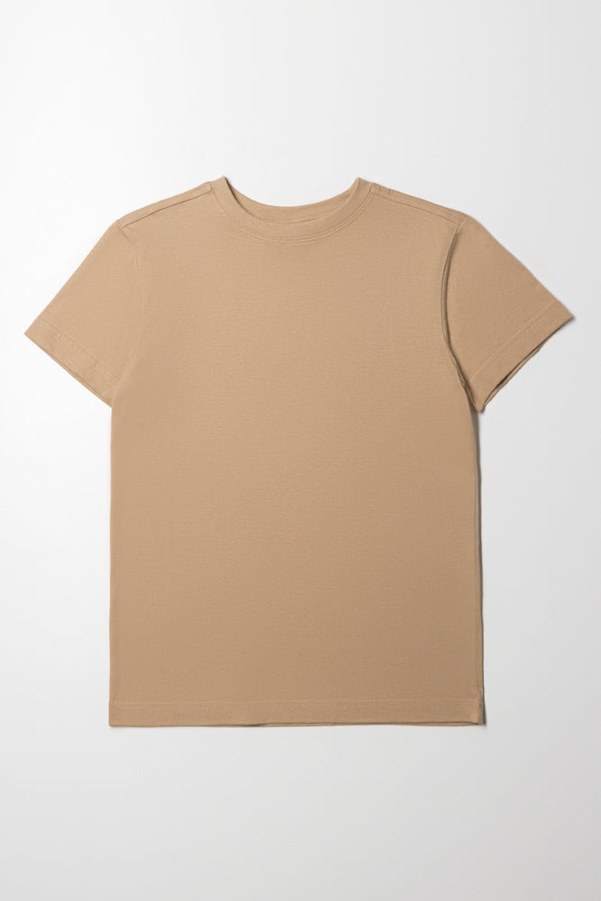 Bottom And Versatile Crew Neck Short Sleeve T-Shirt Natural