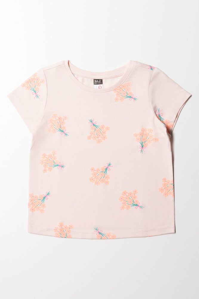 Soft Casuals Floral Neon Printed T-Shirt Neutral